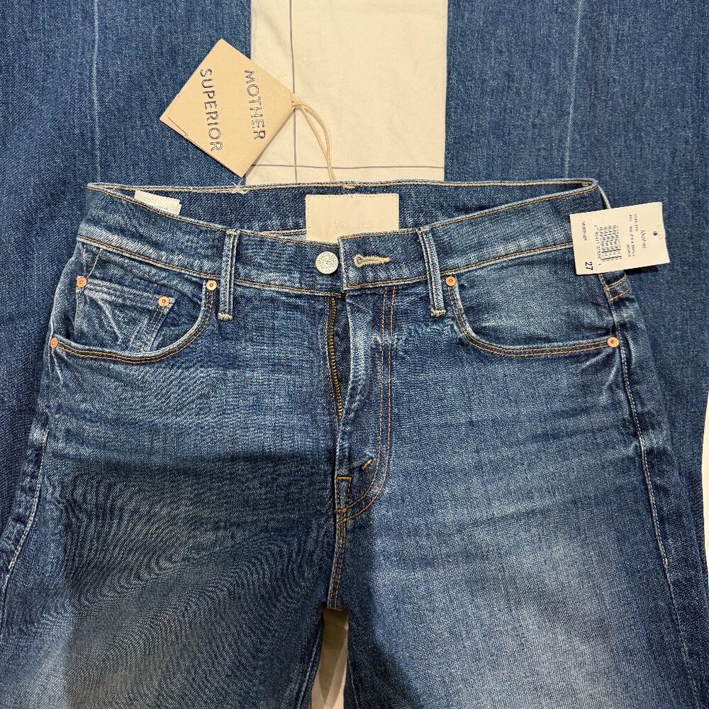 NWT MOTHER "The Weekender" Bootcut Denim / "It's a Small World" Sz 27, Orig $258
